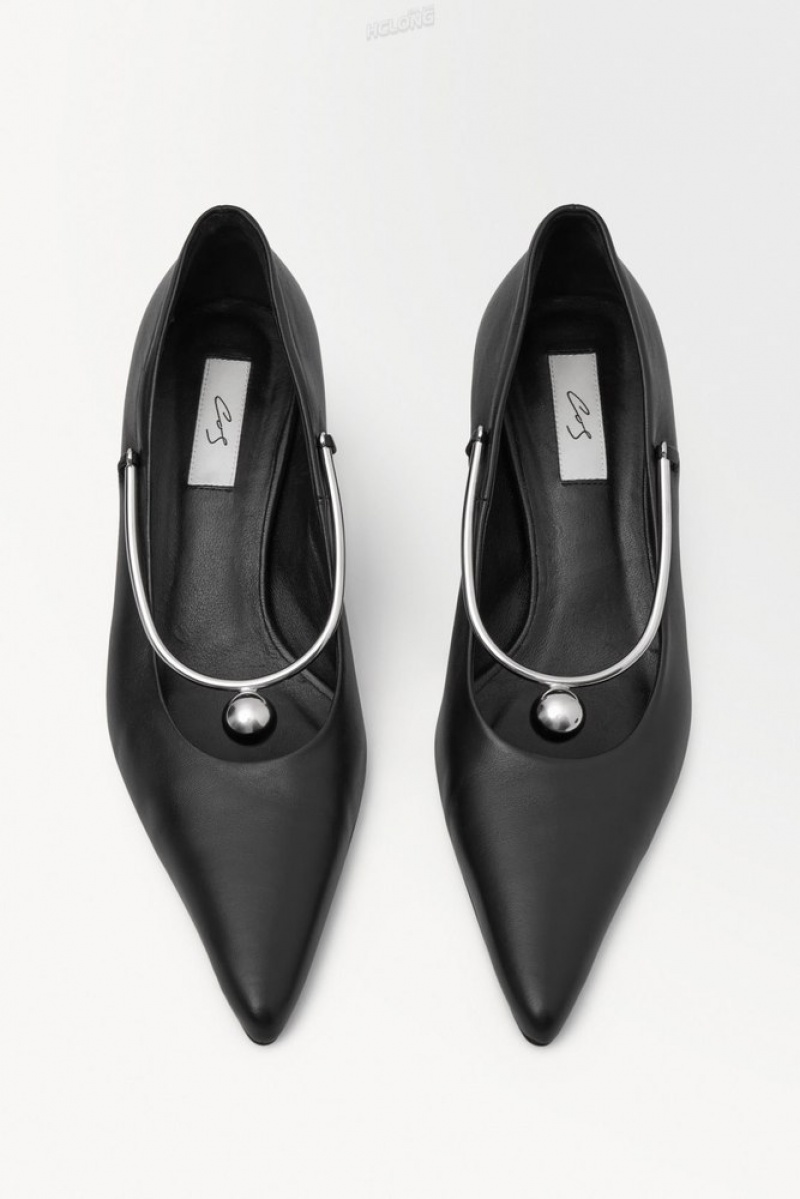 COS The Sphere Point-Toe Pumps Women's Pumps Black | LF69-N3JQ