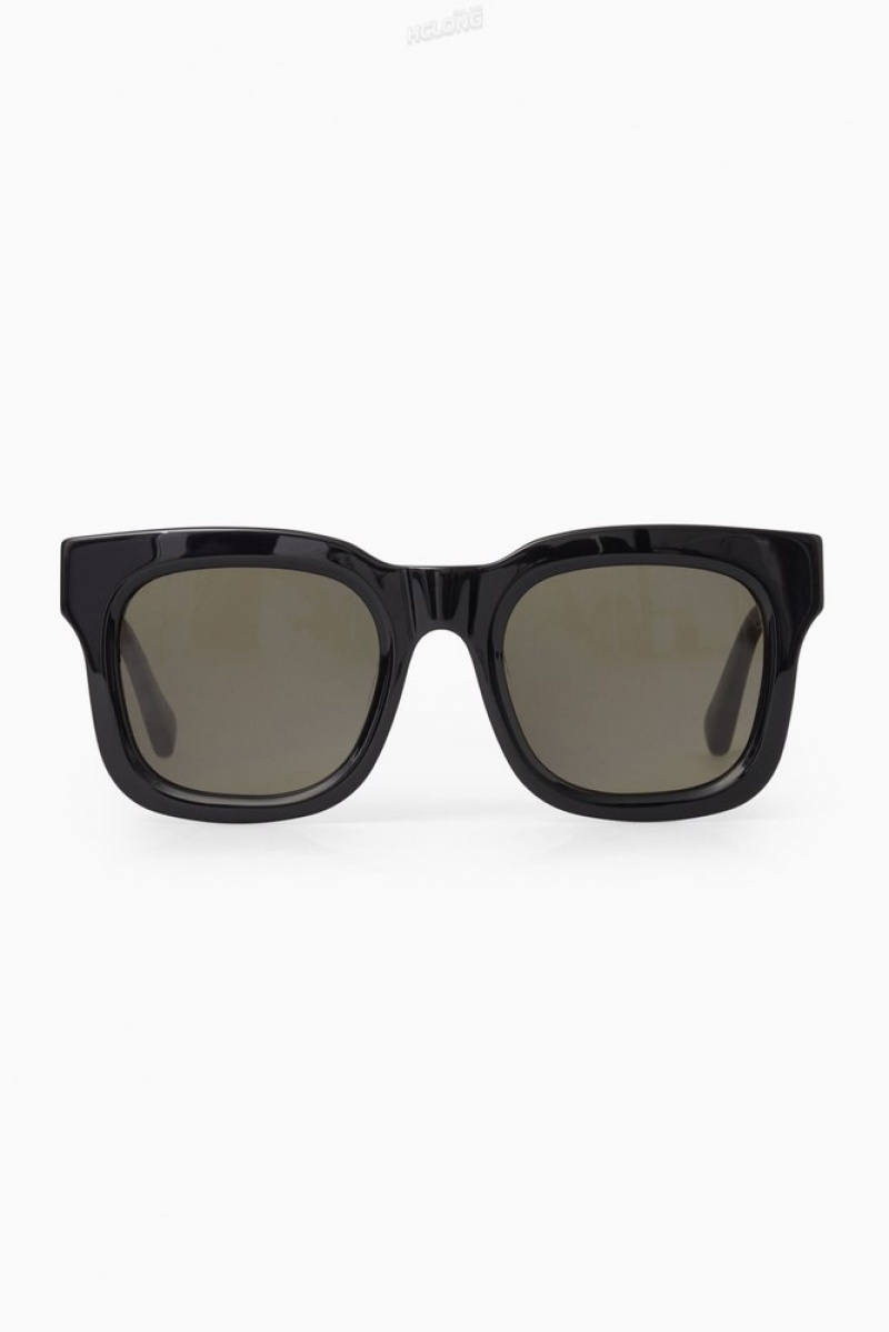 COS The Square Acetate Sunglasses Women's Sunglasses Black | PL74-G9BK