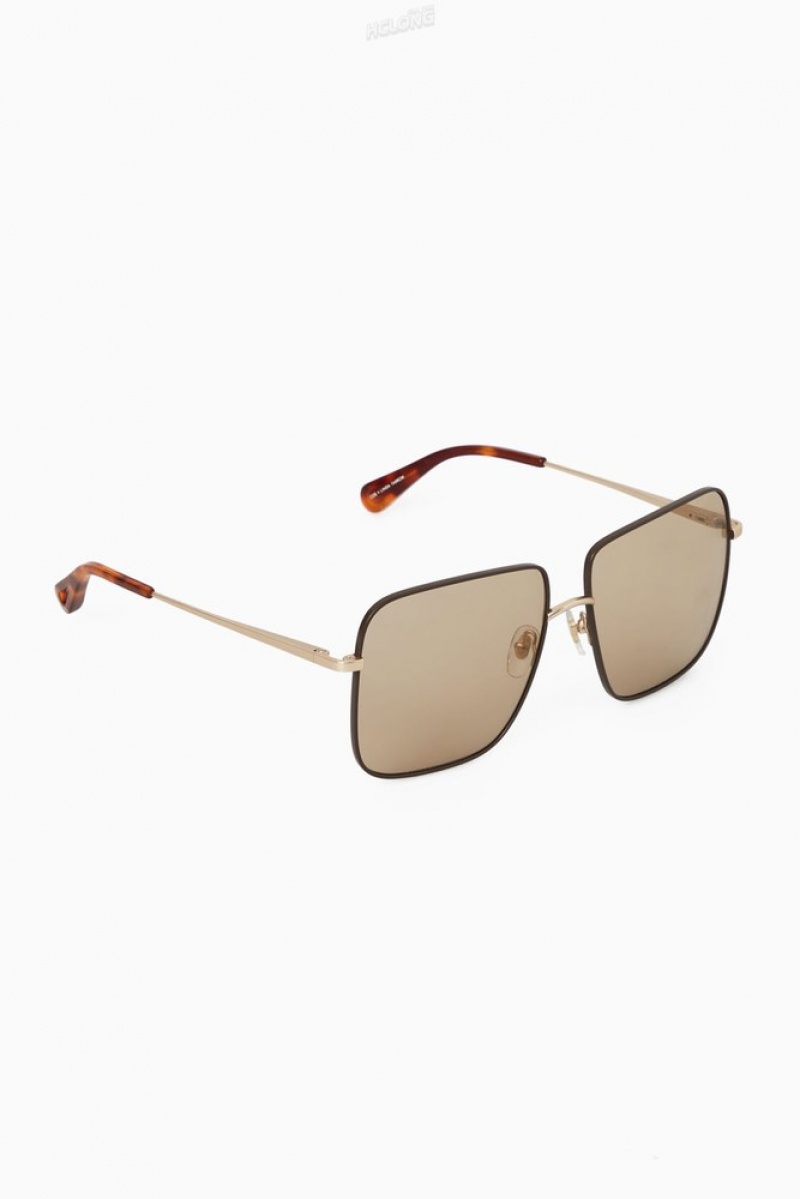 COS The Square Metal Sunglasses Women's Sunglasses Rose Gold | HO20-S7IJ