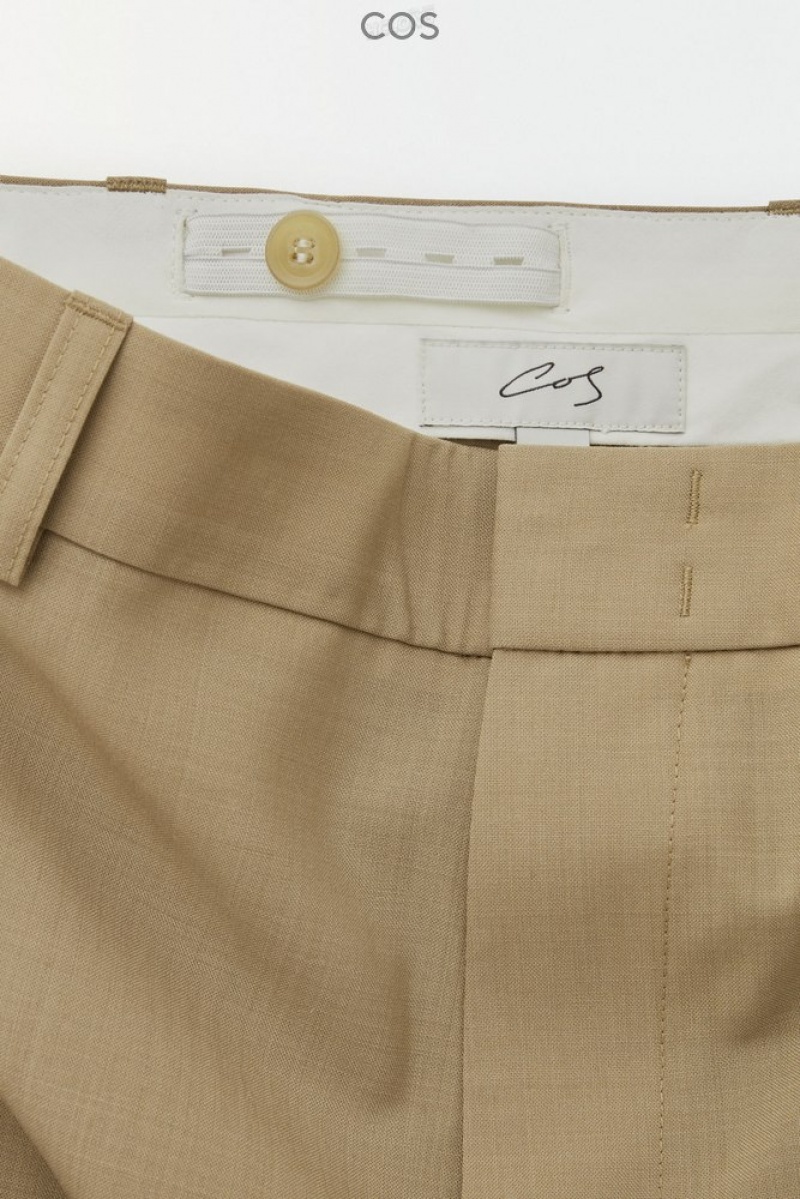 COS The Straight-Leg Wool Pants Men's Suit Pants Beige | LG27-Z9OZ