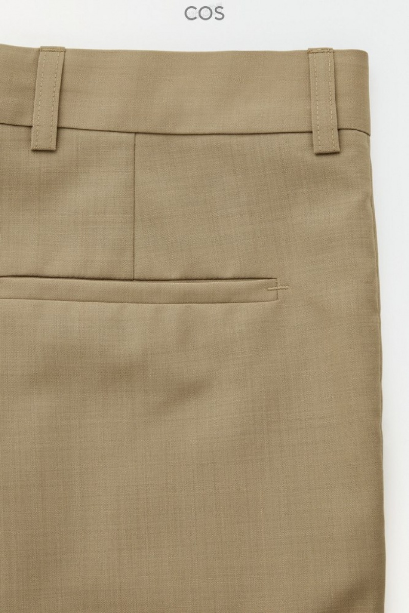 COS The Straight-Leg Wool Pants Men's Suit Pants Beige | LG27-Z9OZ