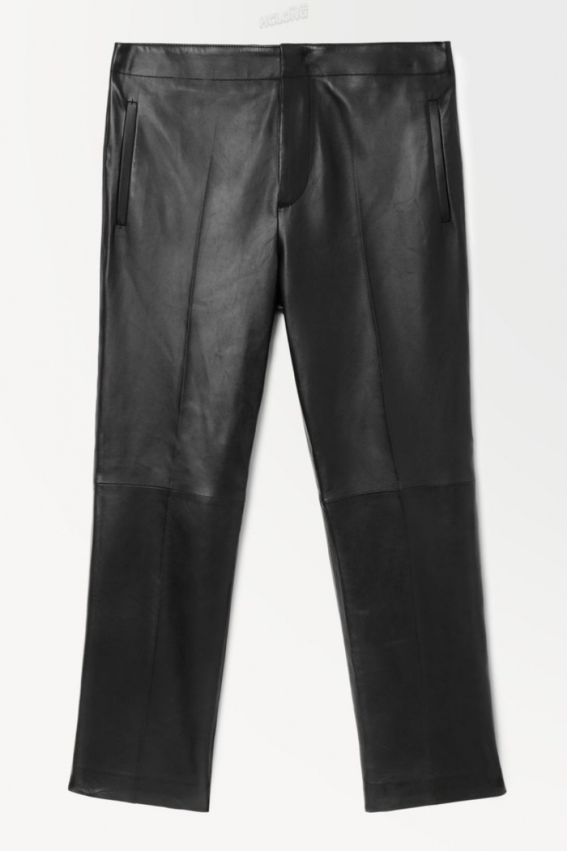 COS The Tailored Leather Pants Men's Suit Pants Black | TH96-E0WC