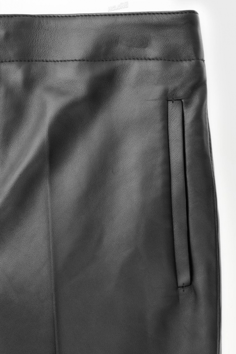 COS The Tailored Leather Pants Men's Suit Pants Black | TH96-E0WC