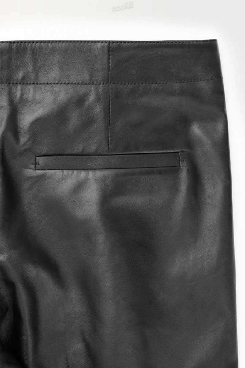 COS The Tailored Leather Pants Men's Suit Pants Black | TH96-E0WC