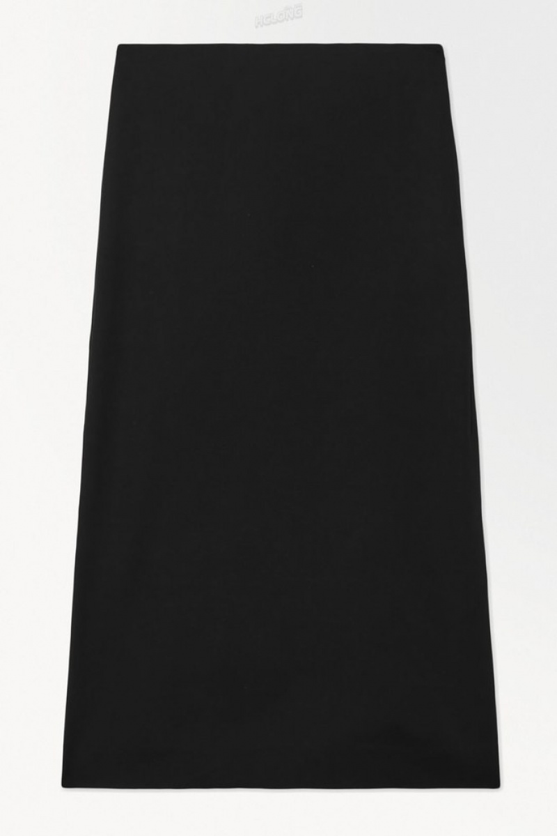 COS The Tailored Silk-Blend Midi Skirt Women's Skirts Black | HW79-D2RS