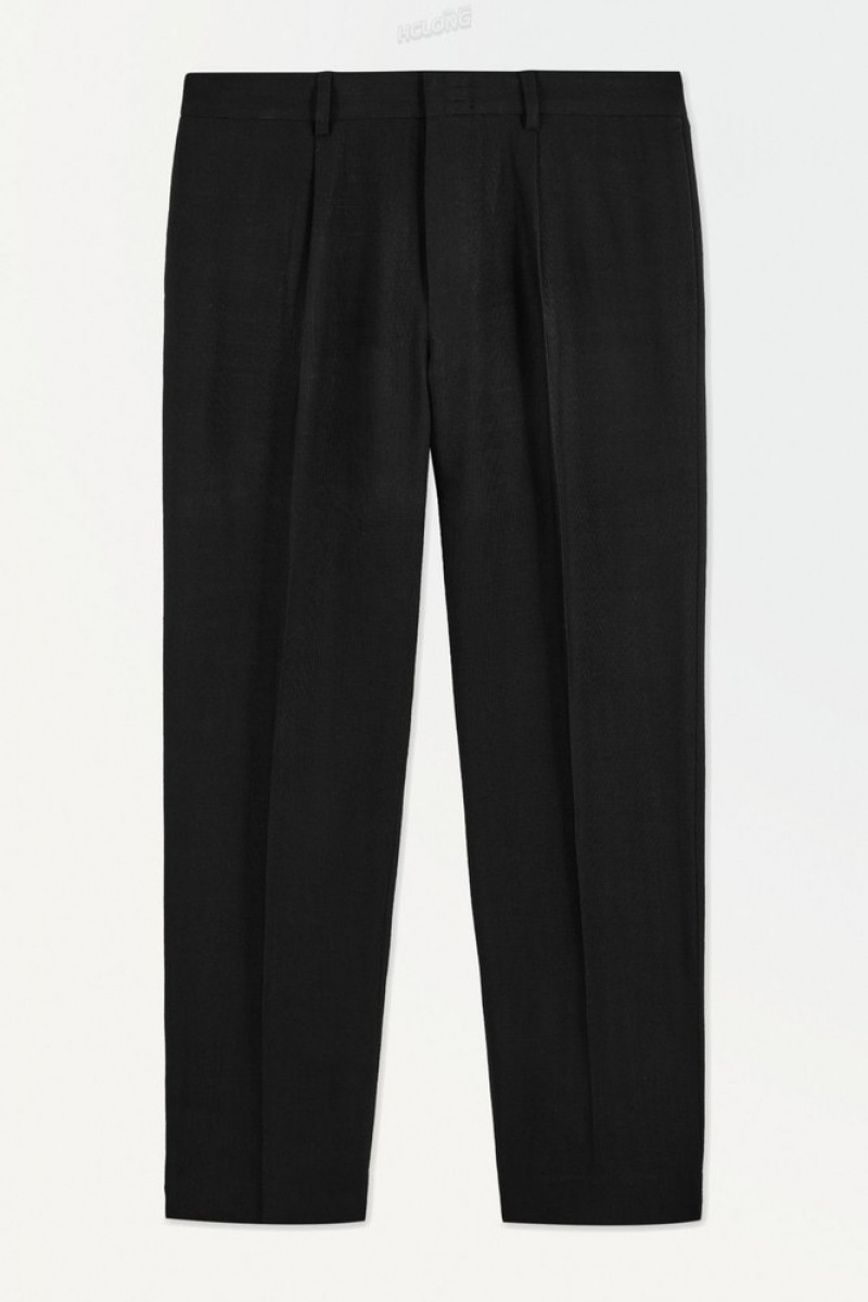 COS The Tailored Straight-Leg Trousers Men's Pants Black | JQ57-C2BV