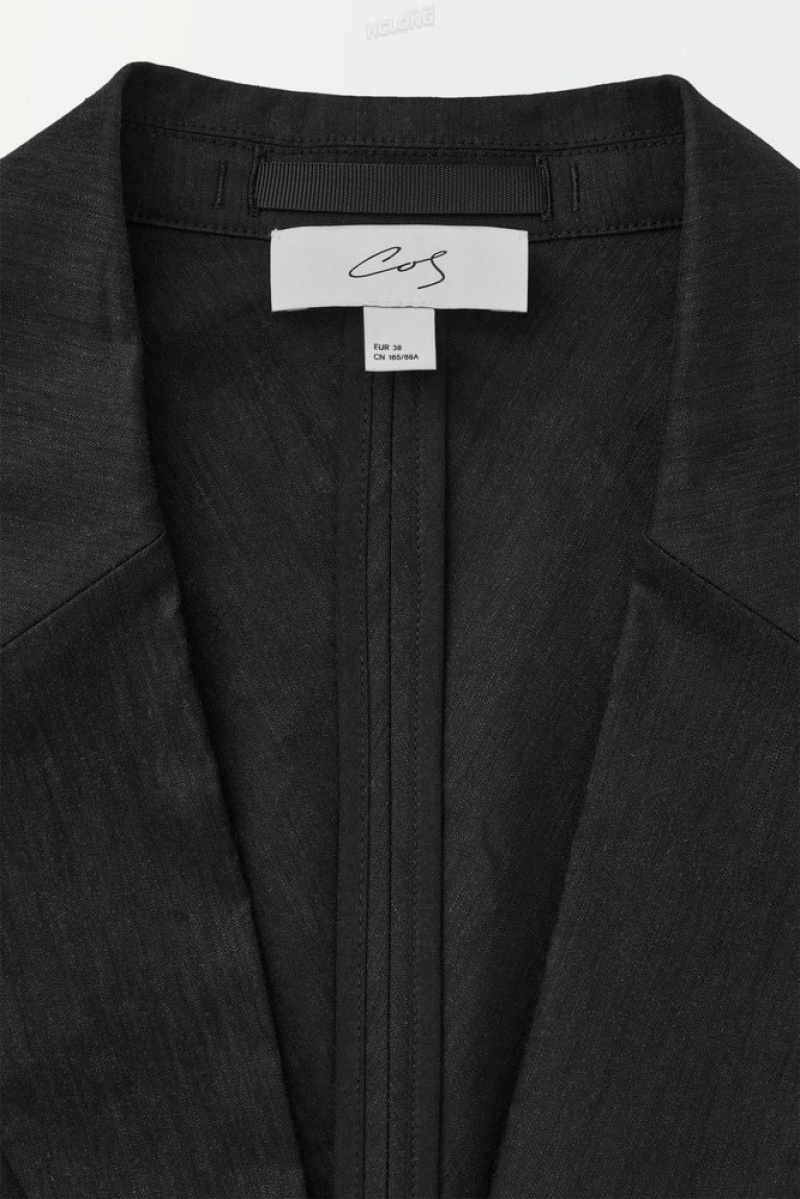 COS The Waisted Linen Blazer Women's Blazers & Tailoring Black | KH19-I0BV