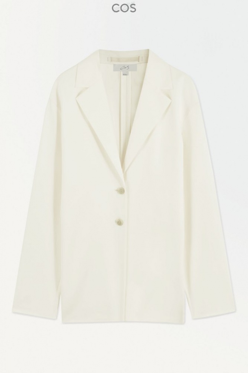 COS The Waisted Silk Blazer Women's Blazers & Tailoring Ivory | JD34-U1LE