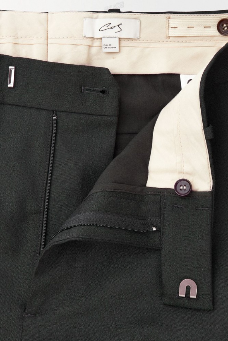 COS The Wool Tuxedo Trousers Men's Pants Dark Green | RR44-D9AQ