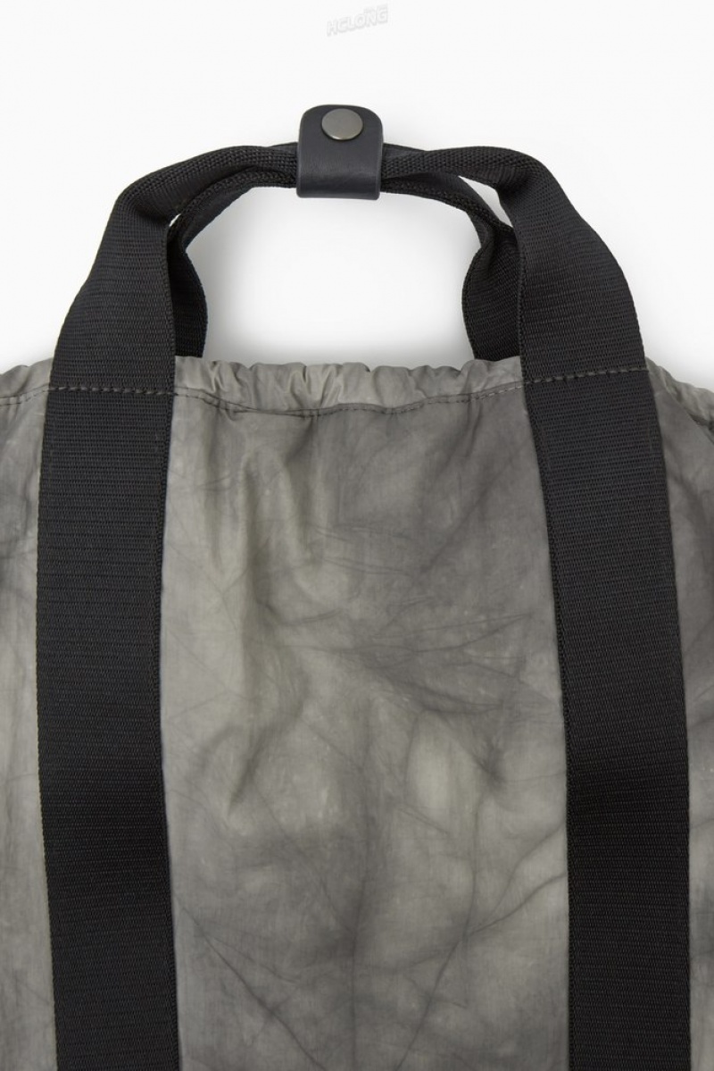 COS Tie-Dye Print Drawstring Backpack - Nylon Men's Bags & Wallets Gray / Printed | GI53-I1JK