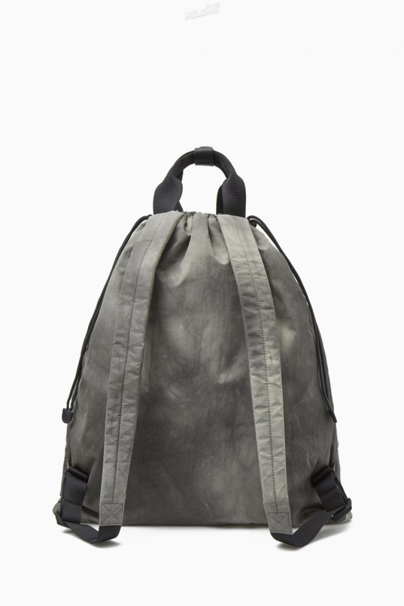 COS Tie-Dye Print Drawstring Backpack - Nylon Men's Bags & Wallets Gray / Printed | GI53-I1JK