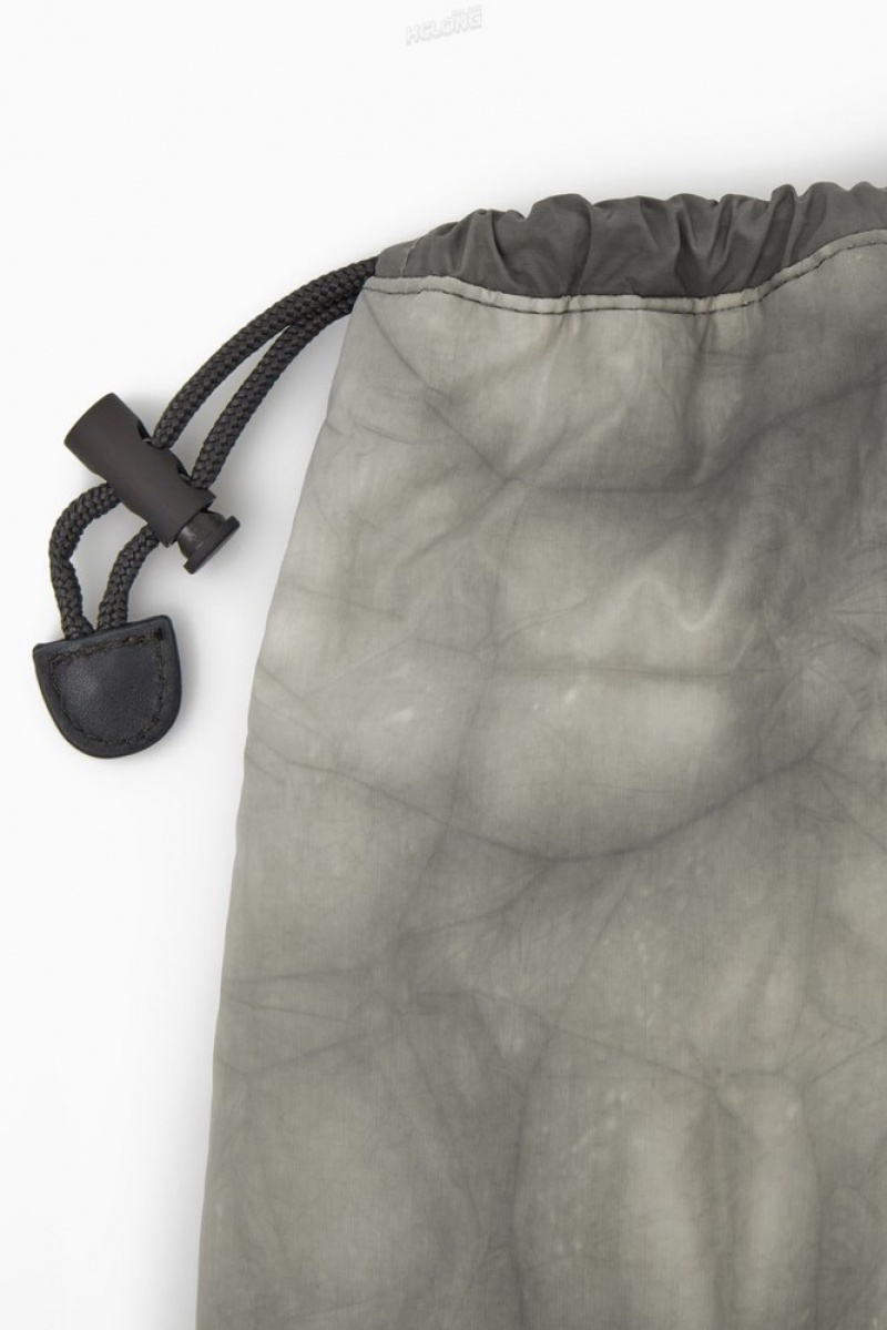 COS Tie-Dye Print Drawstring Backpack - Nylon Men's Bags & Wallets Gray / Printed | GI53-I1JK