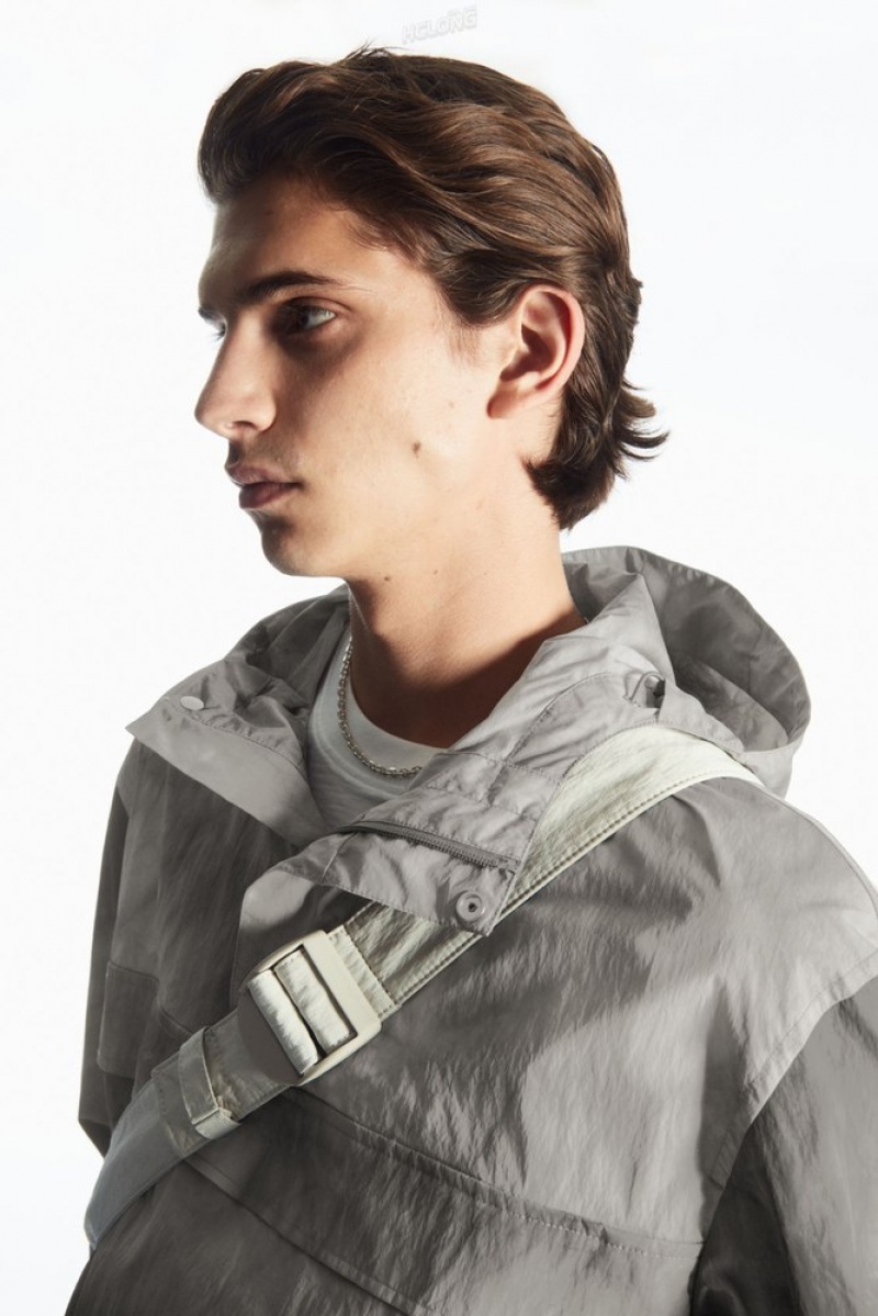 COS Tie-Dye Print Packable Windbreaker Men's Coats & Jackets Gray / Tie-Dye Print | JN23-J5SL