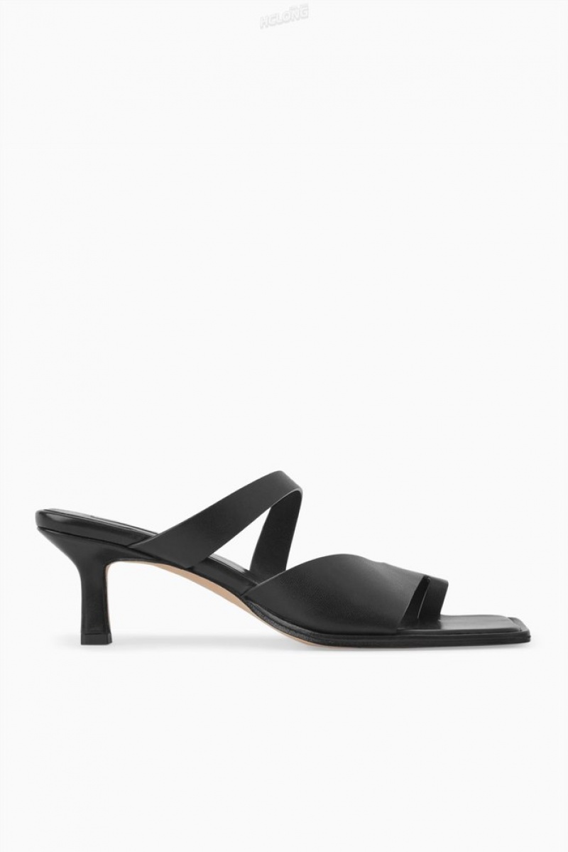 COS Toe-Thong Heeled Sandals Women's Sandals Black | JN87-R2JL