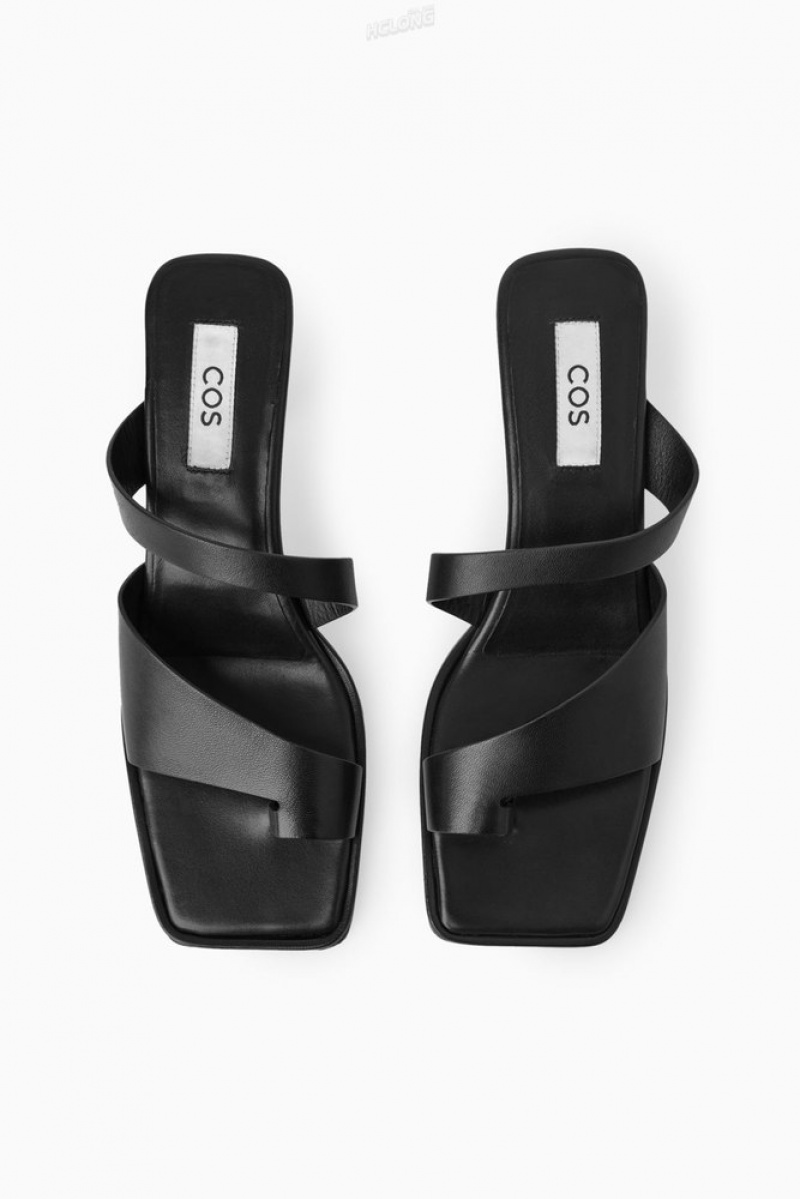 COS Toe-Thong Heeled Sandals Women's Sandals Black | JN87-R2JL