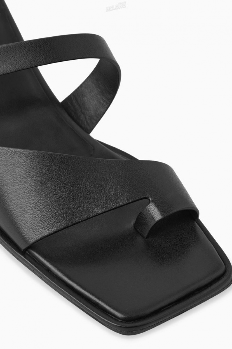 COS Toe-Thong Heeled Sandals Women's Sandals Black | JN87-R2JL