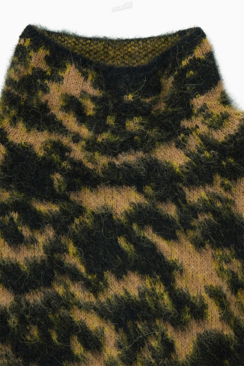 COS Tortoiseshell-Jacquard Alpaca-Blend Jumper Women's Knitwear & Cardigans Beige / Black | SQ70-U9EZ