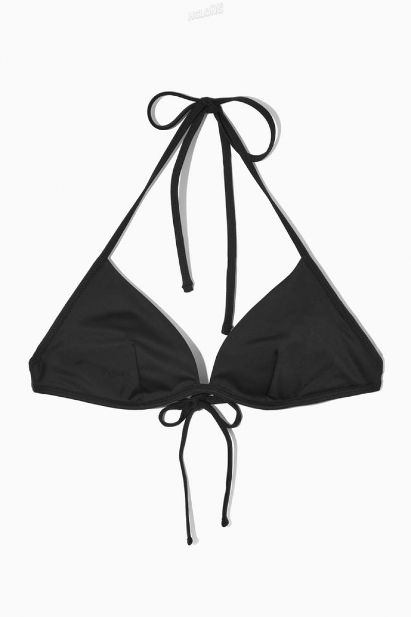 COS Underwired Triangle Bikini Top Women's Swimwear Black | LU70-E5RL