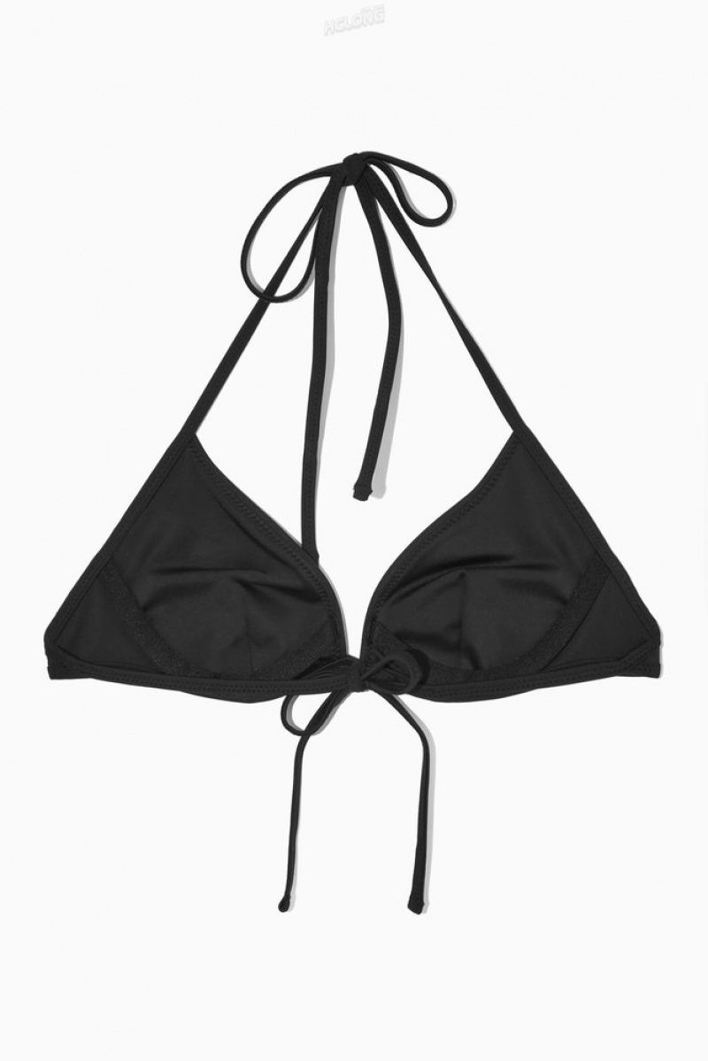 COS Underwired Triangle Bikini Top Women's Swimwear Black | LU70-E5RL