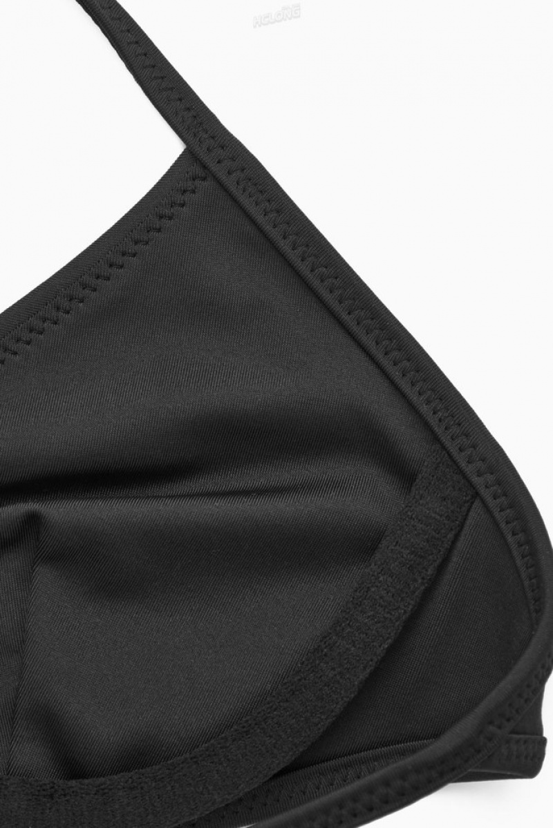 COS Underwired Triangle Bikini Top Women's Swimwear Black | LU70-E5RL