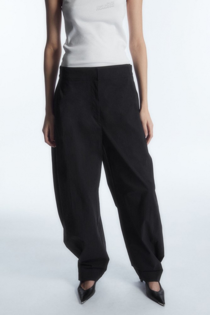 COS Utility Barrel-Leg Pants Women's Pants Black | BE07-A3VX