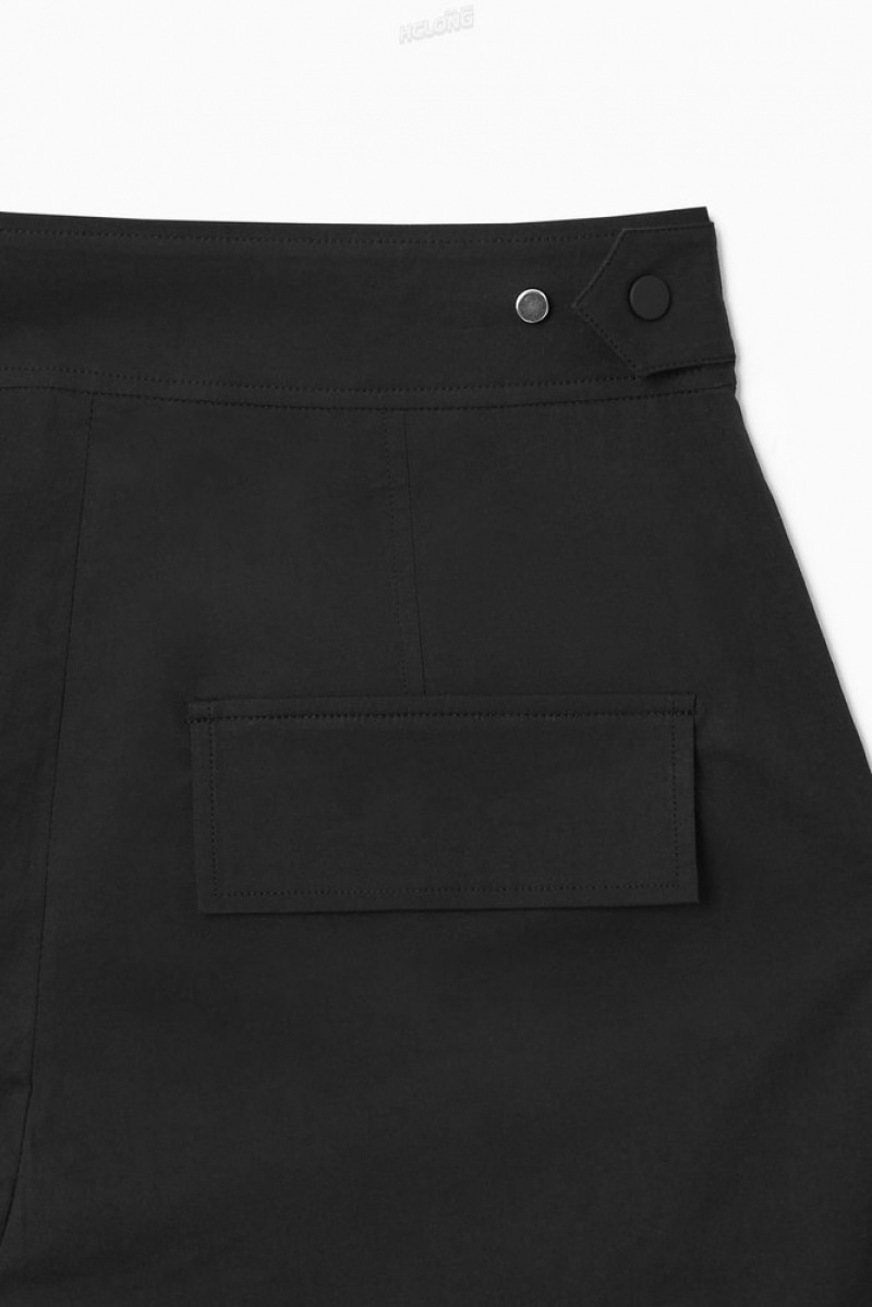 COS Utility Barrel-Leg Pants Women's Pants Black | BE07-A3VX