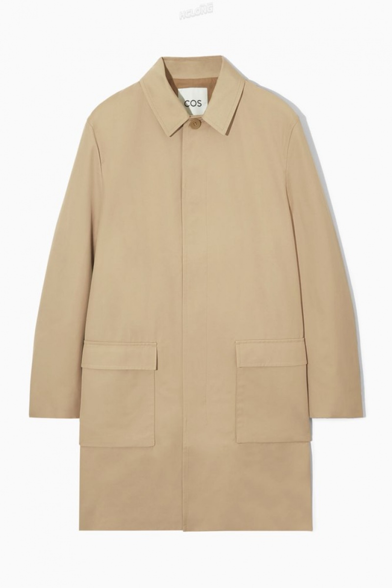 COS Utility Car Coat Men's Coats & Jackets Beige | FH87-F3HQ