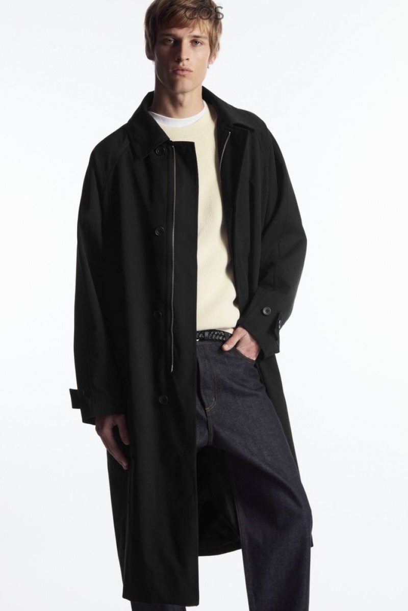 COS Utility Trench Coat Men's Coats & Jackets Black | WX43-U6NI