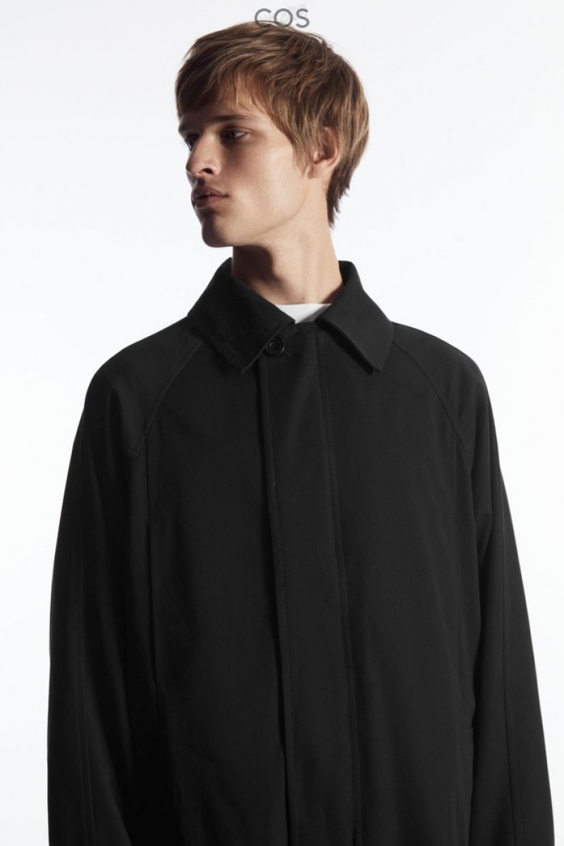 COS Utility Trench Coat Men's Coats & Jackets Black | WX43-U6NI