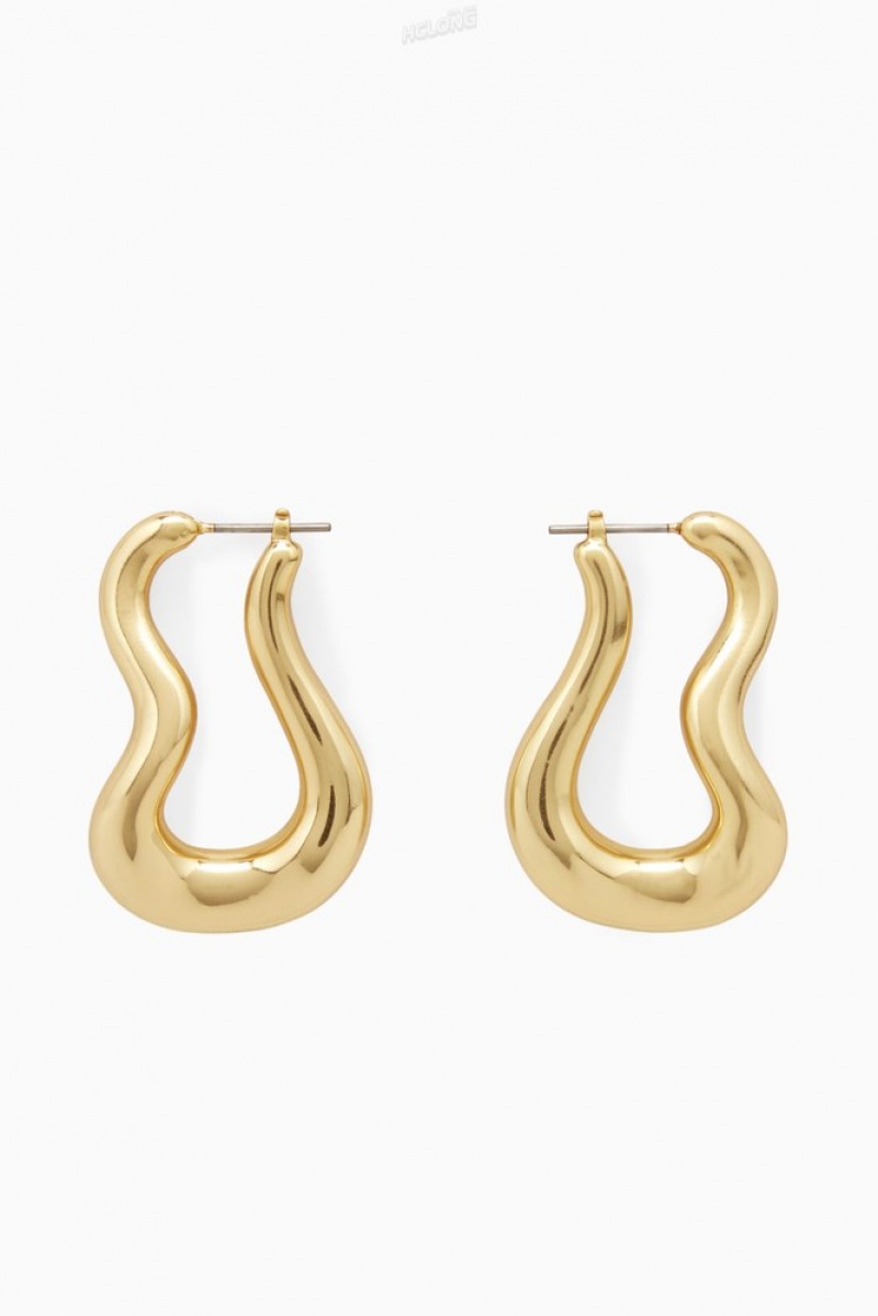 COS Wavy Hoop Earrings Women's Jewelry & Jewellery Gold | PT21-R5EO