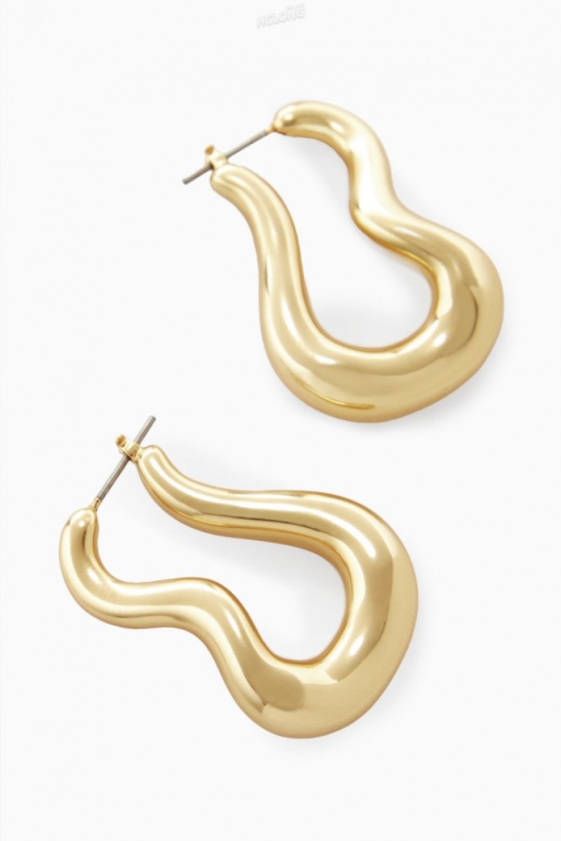 COS Wavy Hoop Earrings Women's Jewelry & Jewellery Gold | PT21-R5EO