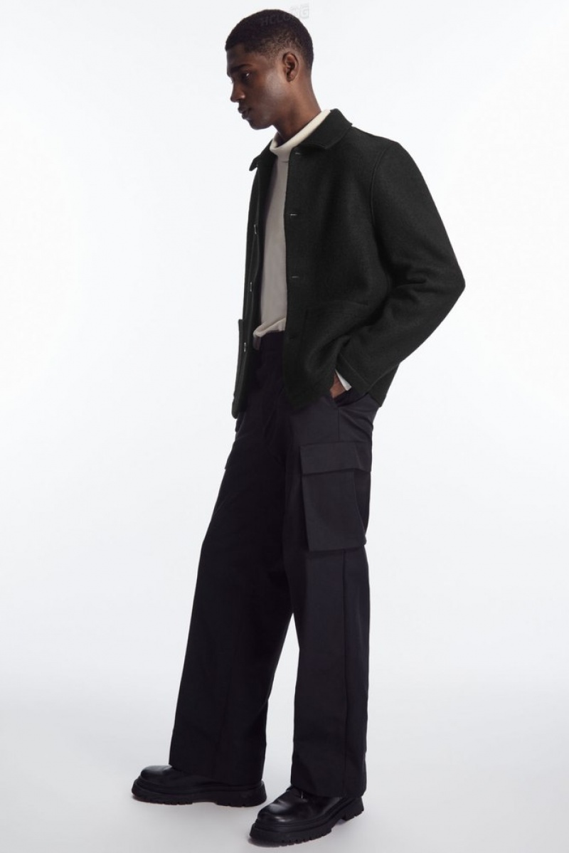 COS Wide-Leg Cargo Pants Men's Pants Black | YP97-P0XC