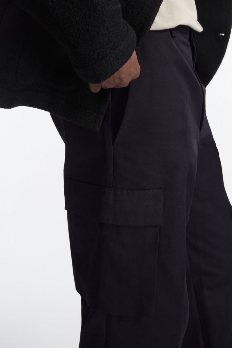 COS Wide-Leg Cargo Pants Men's Pants Black | YP97-P0XC