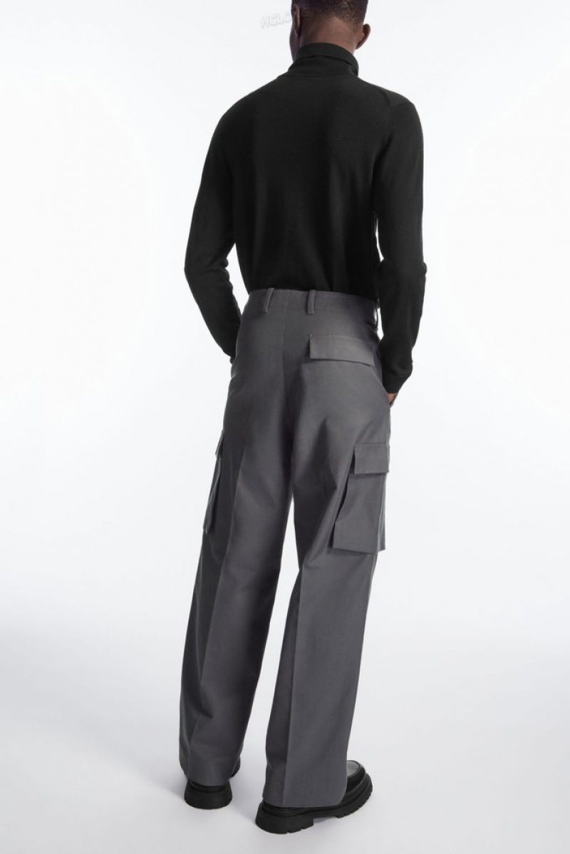 COS Wide-Leg Cargo Pants Men's Pants Black | LY76-T0MB