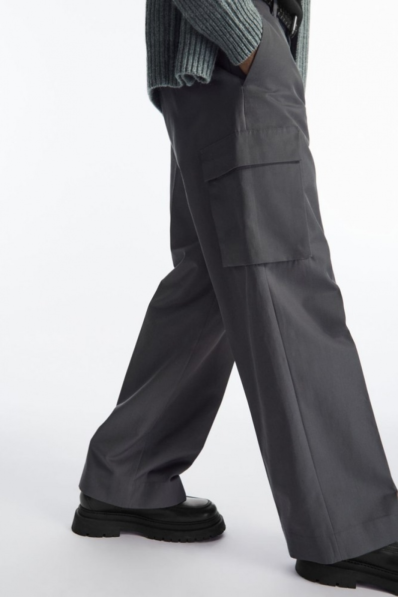 COS Wide-Leg Cargo Pants Men's Pants Black | LY76-T0MB