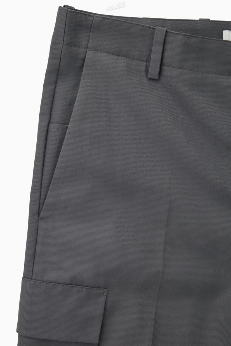 COS Wide-Leg Cargo Pants Men's Pants Black | LY76-T0MB