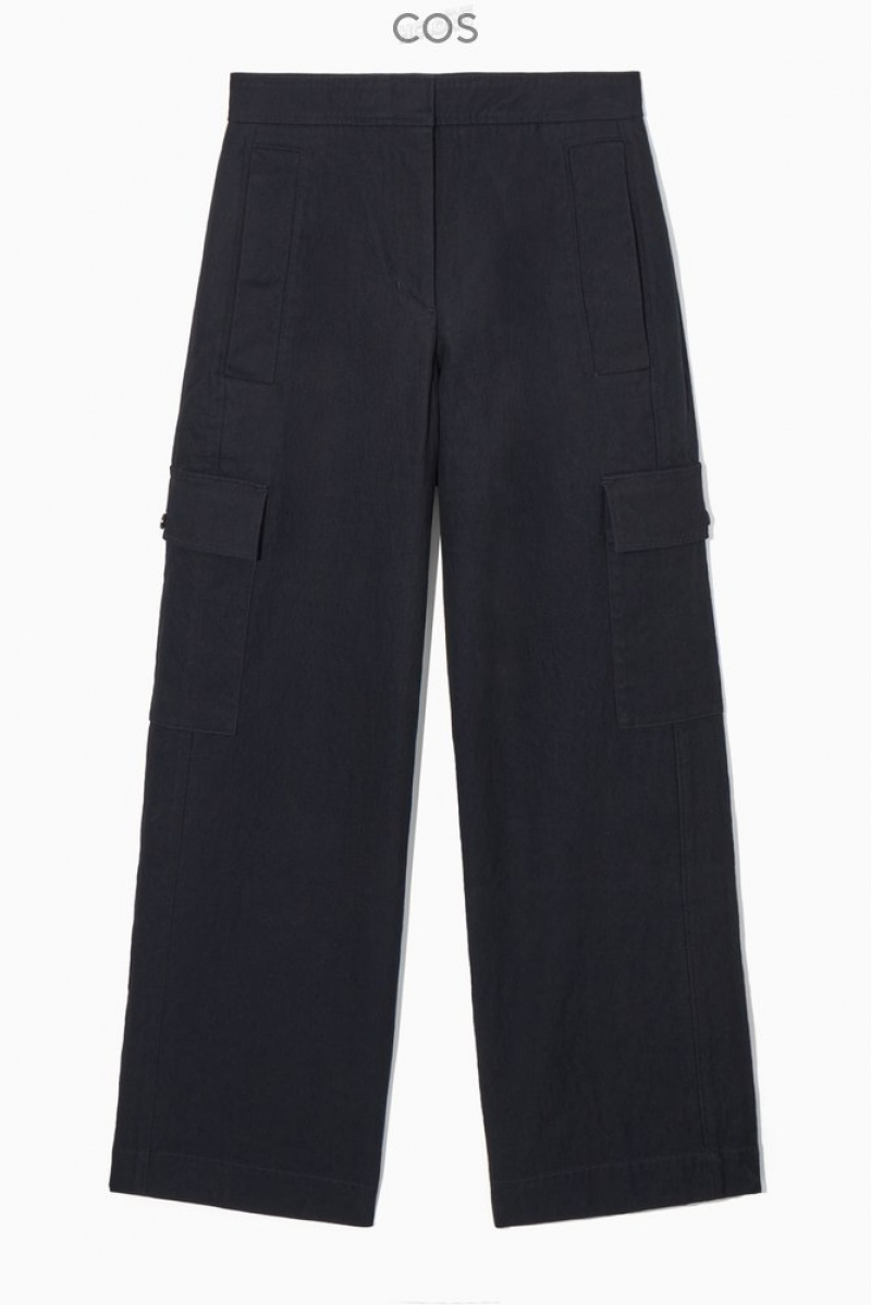 COS Wide-Leg Cargo Pants Women's Pants Navy | EW39-B0KA