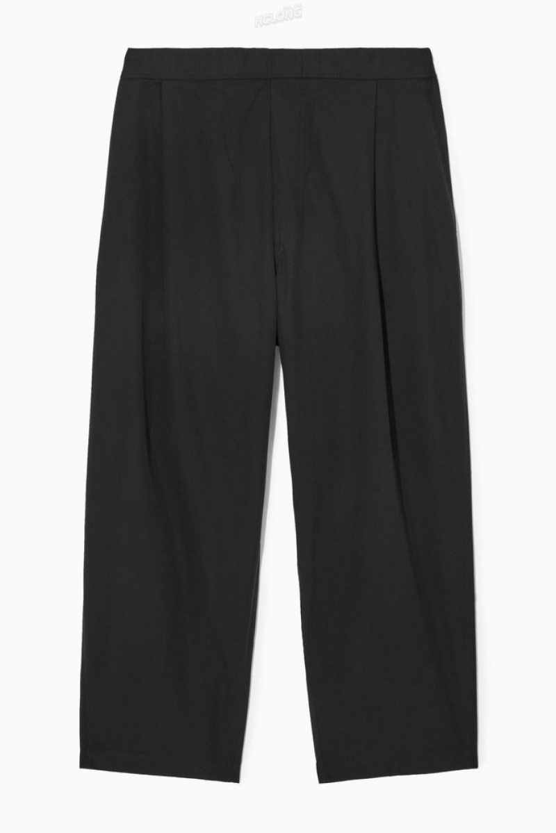 COS Wide-Leg Elasticated Pants Men's Pants Black | TQ73-Q2LL