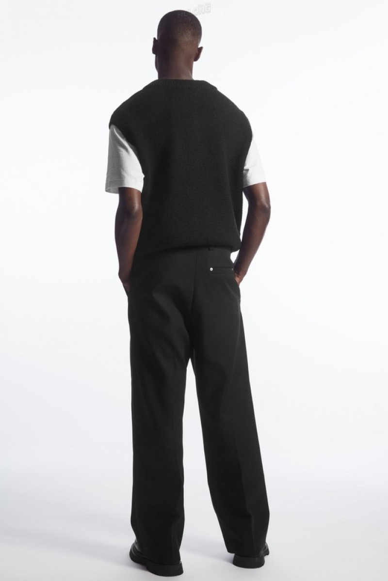 COS Wide-Leg Pleated Utility Pants Men's Pants Black | KI44-P6XU