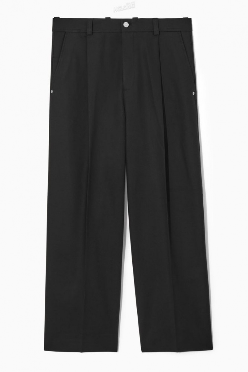 COS Wide-Leg Pleated Utility Pants Men's Pants Black | KI44-P6XU