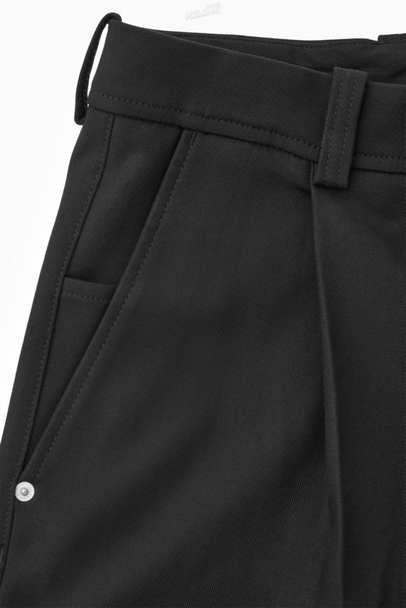 COS Wide-Leg Pleated Utility Pants Men's Pants Black | KI44-P6XU