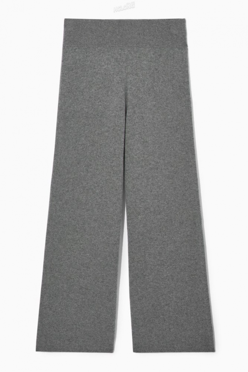 COS Wide-Leg Pure Cashmere Pants Women's Pants Gray | QZ75-X0HZ