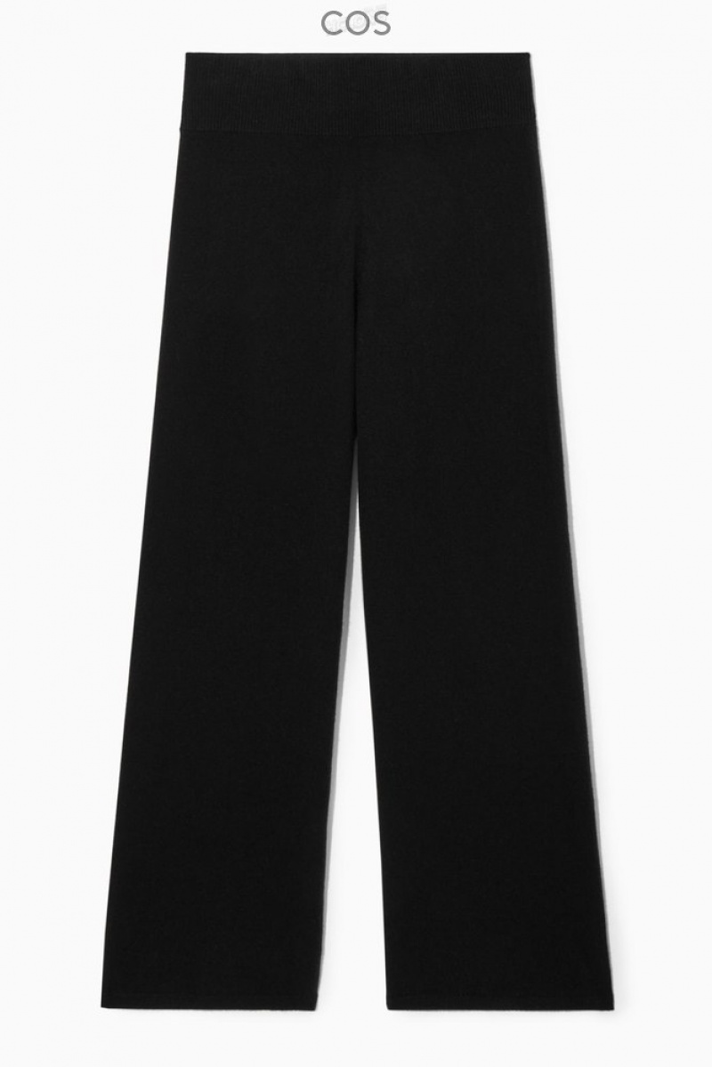 COS Wide-Leg Pure Cashmere Trousers Women's Trousers Black | XZ12-H3KV