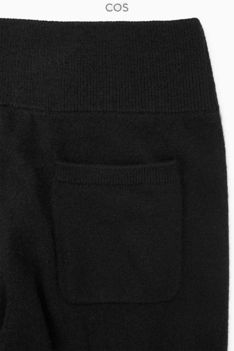 COS Wide-Leg Pure Cashmere Trousers Women's Trousers Black | XZ12-H3KV