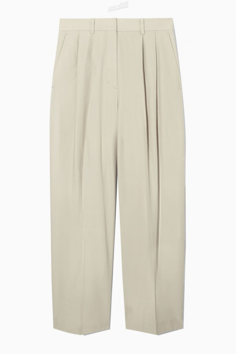 COS Wide-Leg Tailored Trousers Women's Pants Beige | MC55-V2ON