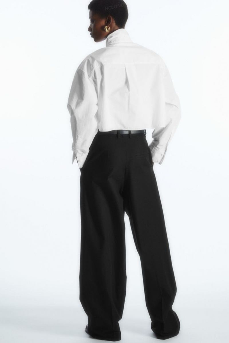 COS Wide-Leg Tailored Trousers Women's Trousers Beige | FF18-S3LJ