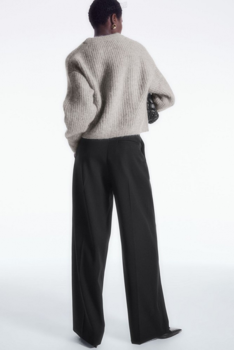 COS Wide-Leg Tailored Wool Pants Women's Pants Navy | OP11-Q6HD