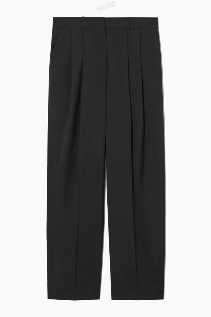 COS Wide-Leg Tailored Wool Pants Women's Pants Navy | XU51-P8AE