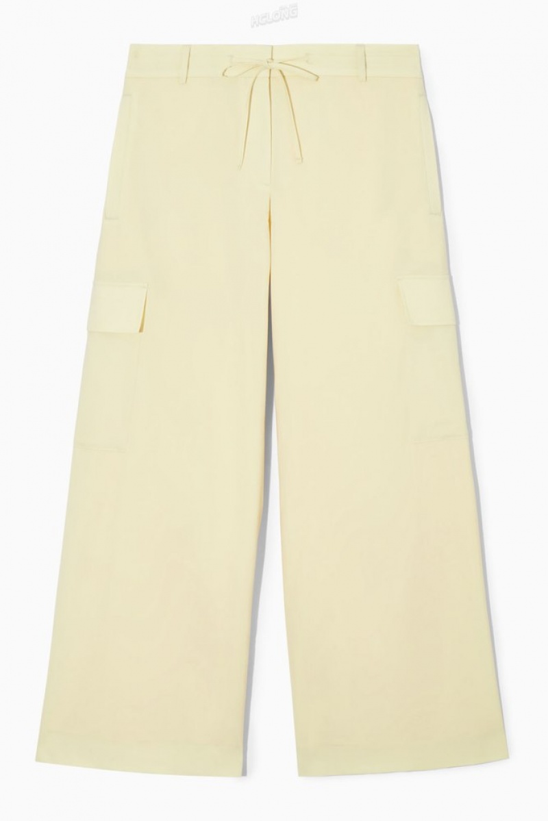 COS Wide-Leg Wool Cargo Pants Women's Pants Light Yellow | NW42-B4TP