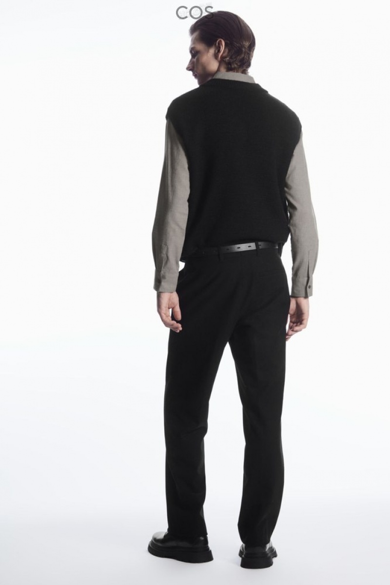 COS Wool-Blend Relaxed Tailored Pants Men's Pants Black | TS79-S6FB